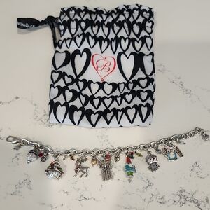 Brighton Silver Christmas Charm Bracelet with Heart Pouch
